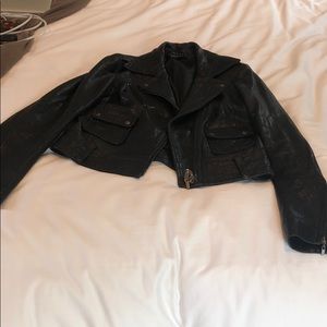 Theory Black Leather Moto Jacket